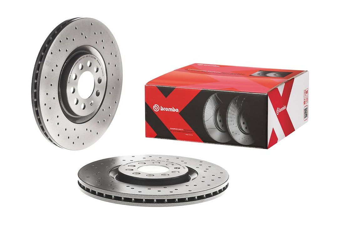 Brembo Brake Rotor, Xtra, Vented Cross Drilled, One Piece Design, Wheel Bolt Pattern 5 X 100 Millimeter – 0978801XC02