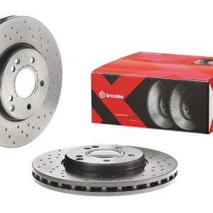 Brembo Brake Rotor, Xtra, Vented Cross Drilled, One Piece Design, Wheel Bolt Pattern 5 X 112 Millimeter – 0983042XC02