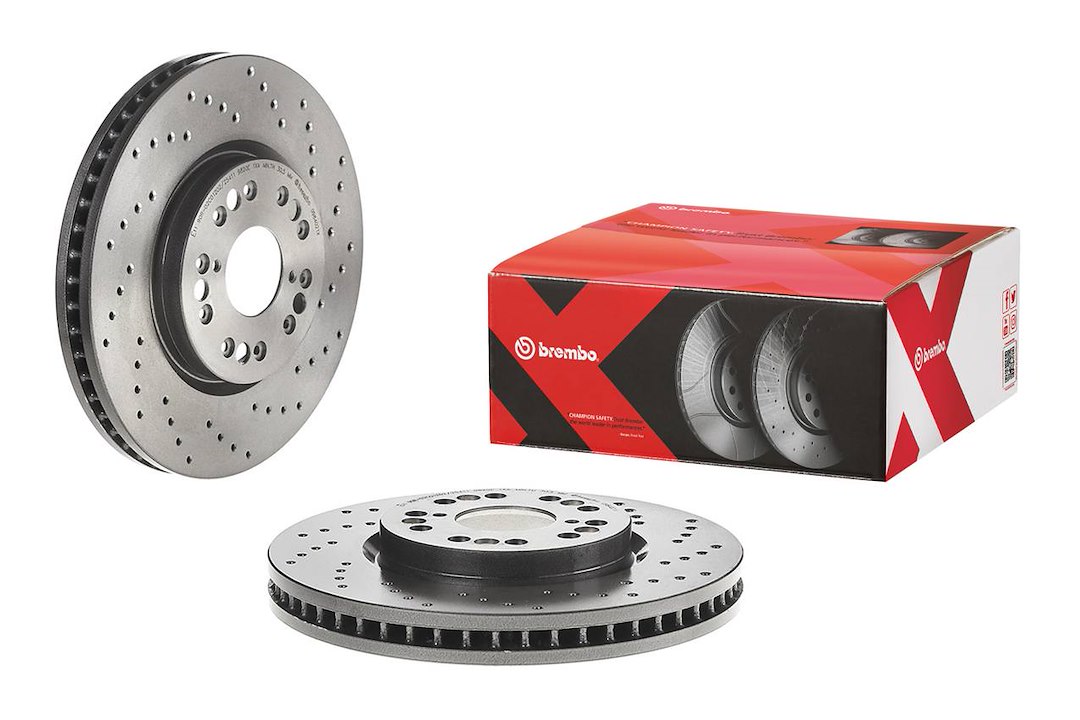 Brembo Brake Rotor, Xtra, Vented Cross Drilled, One Piece Design, Wheel Bolt Pattern 5 X 114.3 Millimeter – 0984021XC02