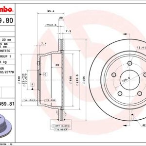 Brembo Brake Rotor, Vented, One Piece Design, Wheel Bolt Pattern 5 X 129.6 Millimeter – 09845981C02