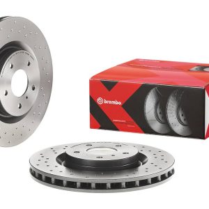 Brembo Brake Rotor, Xtra, Vented Cross Drilled, One Piece Design, Wheel Bolt Pattern 5 X 114.3 Millimeter – 0984851XC02