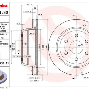 Brembo Brake Rotor, Vented, One Piece Design, Wheel Bolt Pattern 6 X 139.7 Millimeter – 09860881C02