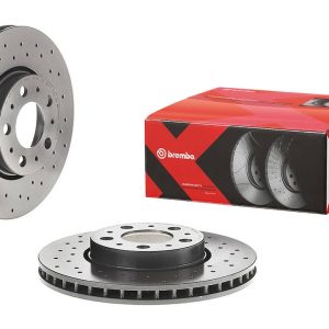 Brembo Brake Rotor, Xtra, Vented Cross Drilled, One Piece Design, Wheel Bolt Pattern 5 X 108 Millimeter – 0986331XC02