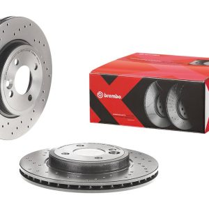 Brembo Brake Rotor, Xtra, Vented Cross Drilled, One Piece Design, Wheel Bolt Pattern 4 X 100 Millimeter – 0986551XC02