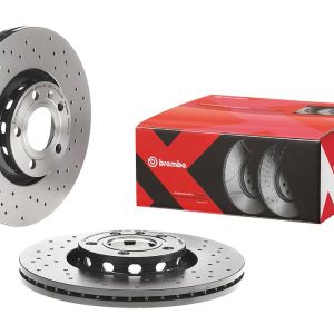 Brembo Brake Rotor, Xtra, Vented Cross Drilled, One Piece Design, Wheel Bolt Pattern 5 X 112 Millimeter – 0986901XC02