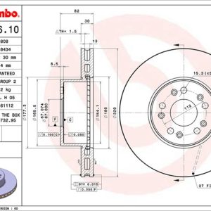 Brembo Brake Rotor, Vented, One Piece Design, Wheel Bolt Pattern 5 X 112 Millimeter – 09872610C02