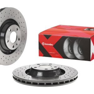 Brembo Brake Rotor, Xtra, Vented Cross Drilled, One Piece Design, Wheel Bolt Pattern 5 X 112 Millimeter – 0988413XC02