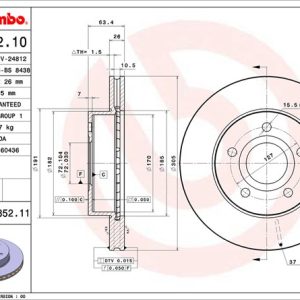 Brembo Brake Rotor, Vented, One Piece Design, Wheel Bolt Pattern 5 X 127 Millimeter – 09885211C02
