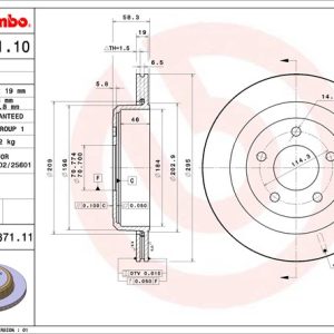 Brembo Brake Rotor, Vented, One Piece Design, Wheel Bolt Pattern 5 X 114.3 Millimeter – 09887111C02