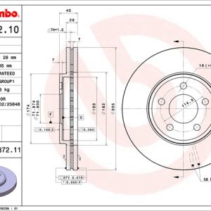 Brembo Brake Rotor, Vented, One Piece Design, Wheel Bolt Pattern 5 X 114.3 Millimeter – 09887211C02