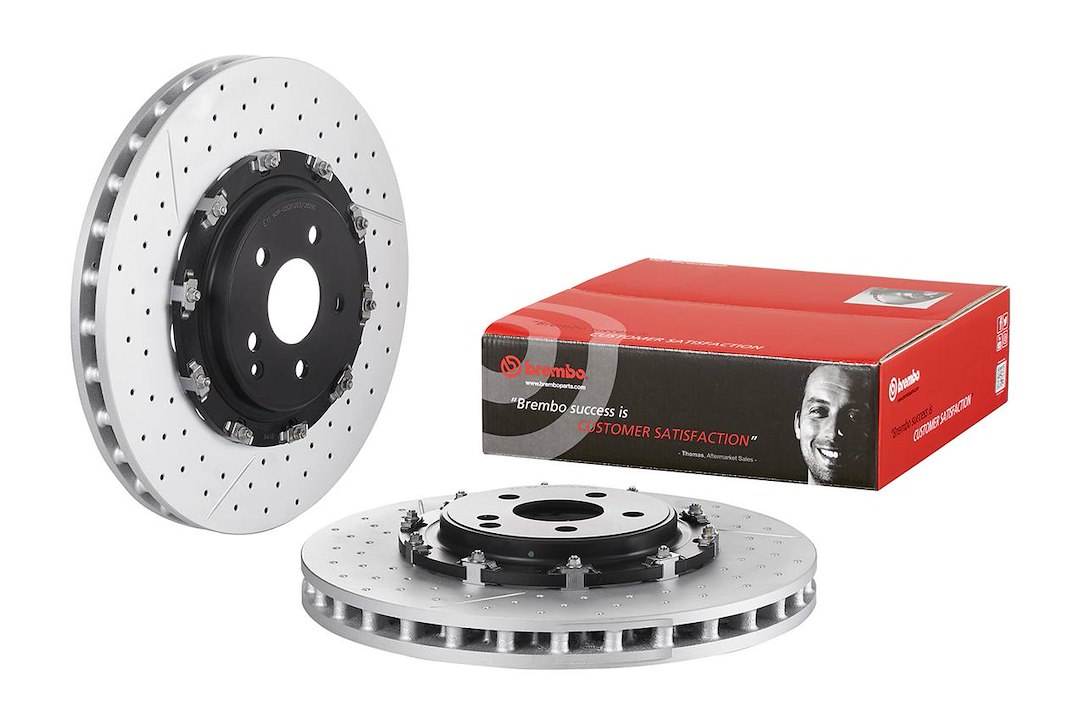 Brembo Brake Rotor, Vented Cross Drilled, One Piece Design, Wheel Bolt Pattern 5 X 112 Millimeter – 09887823C02