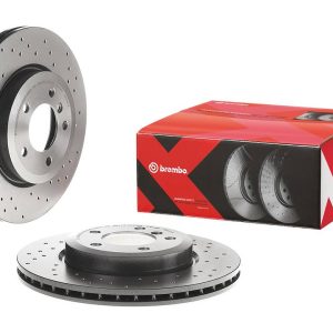 Brembo Brake Rotor, Xtra, Vented Cross Drilled, One Piece Design, Wheel Bolt Pattern 5 X 120 Millimeter – 0989521XC02