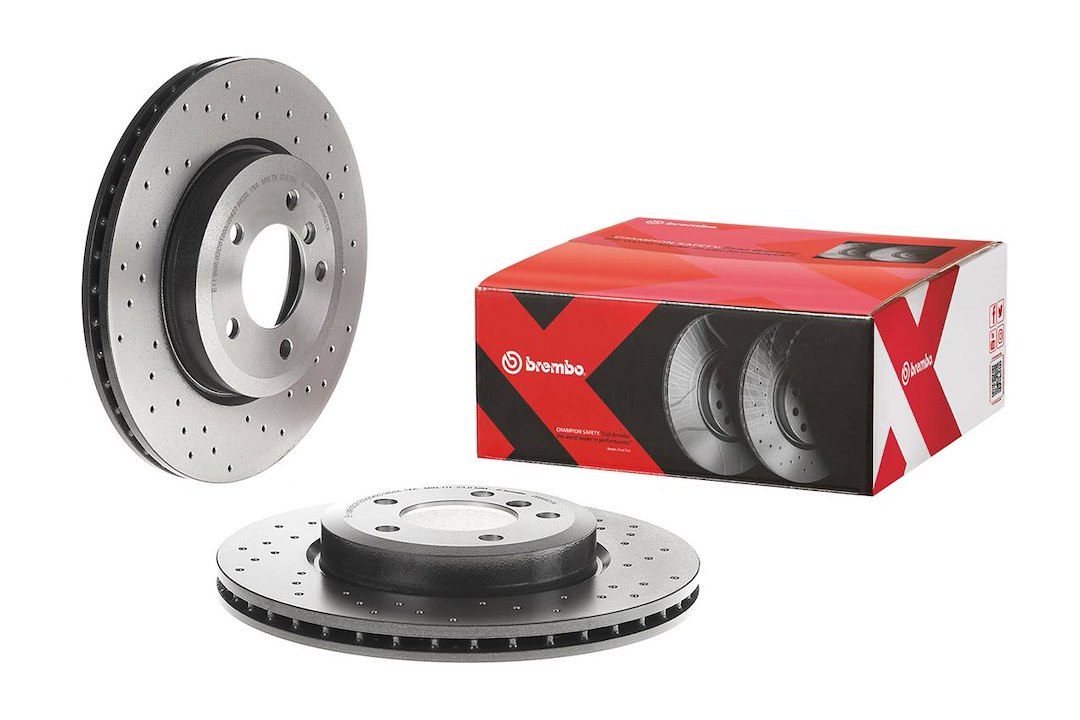 Brembo Brake Rotor, Xtra, Vented Cross Drilled, One Piece Design, Wheel Bolt Pattern 5 X 120 Millimeter – 0989521XC02
