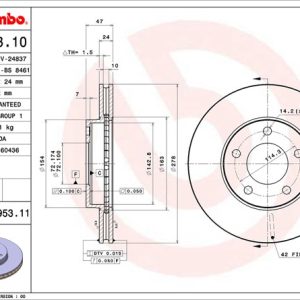 Brembo Brake Rotor, Vented, One Piece Design, Wheel Bolt Pattern 5 X 114.3 Millimeter – 09895311C02