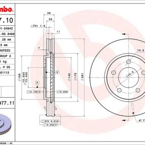 Brembo Brake Rotor, Vented, One Piece Design, Wheel Bolt Pattern 5 X 114.3 Millimeter – 09897711C02