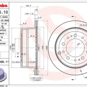 Brembo Brake Rotor, Vented, One Piece Design, Wheel Bolt Pattern 5 X 150 Millimeter – 09908611C02