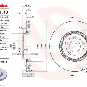 Brembo Brake Rotor, Vented, One Piece Design, Wheel Bolt Pattern 5 X 108 Millimeter – 09913011C02