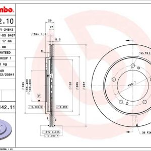 Brembo Brake Rotor, Vented, One Piece Design, Wheel Bolt Pattern 5 X 139.7 Millimeter – 09914211C02