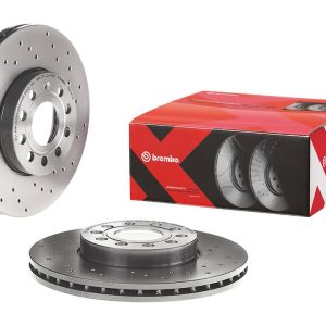 Brembo Brake Rotor, Xtra, Vented Cross Drilled, One Piece Design, Wheel Bolt Pattern 5 X 112 Millimeter – 0991451XC02