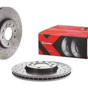 Brembo Brake Rotor, Xtra, Vented Cross Drilled, One Piece Design, Wheel Bolt Pattern 5 X 110 Millimeter – 0991651XC02