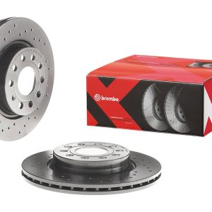 Brembo Brake Rotor, Xtra, Vented Cross Drilled, One Piece Design, Wheel Bolt Pattern 5 X 112 Millimeter – 0991671XC02