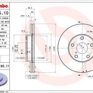 Brembo Brake Rotor, Vented, One Piece Design, Wheel Bolt Pattern 5 X 114.3 Millimeter – 09918511C02