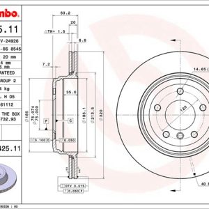 Brembo Brake Rotor, Vented, One Piece Design, Wheel Bolt Pattern 5 X 120 Millimeter – 09942511C02