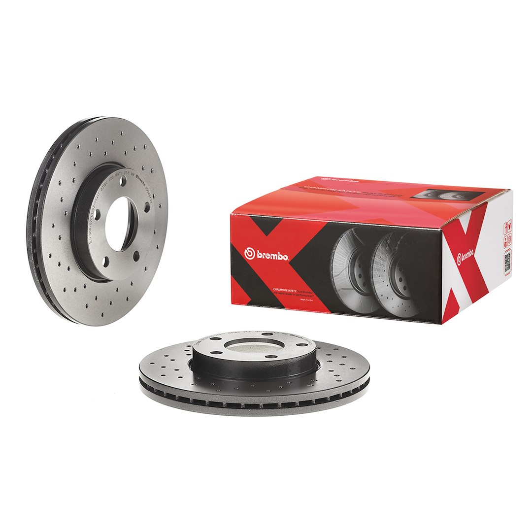 Brembo Brake Rotor, Xtra, Vented Cross Drilled, One Piece Design, Wheel Bolt Pattern 5 X 114.3 Millimeter – 09.9464.2X