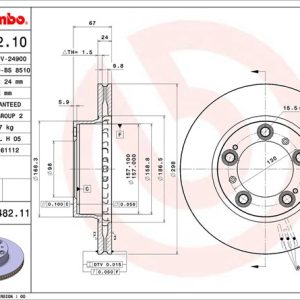Brembo Brake Rotor, Vented, One Piece Design, Wheel Bolt Pattern 5 X 130 Millimeter – 09948211C02