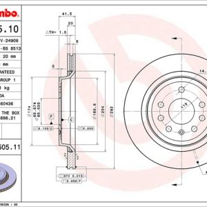Brembo Brake Rotor, Vented, One Piece Design, Wheel Bolt Pattern 5 X 110 Millimeter – 09950511C02