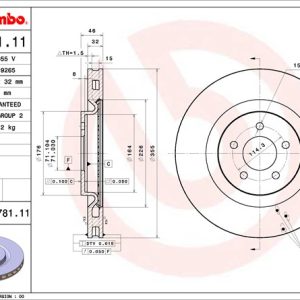 Brembo Brake Rotor, Vented, One Piece Design, Wheel Bolt Pattern 5 X 114.3 Millimeter – 09978111C02