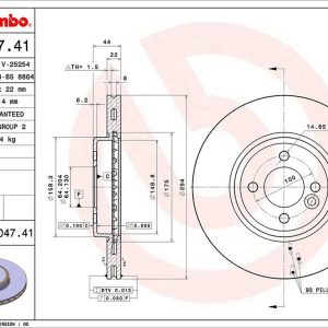 Brembo Brake Rotor, Vented, One Piece Design, Wheel Bolt Pattern 4 X 100 Millimeter – 09A04741C02