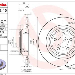Brembo Brake Rotor, Vented, One Piece Design, Wheel Bolt Pattern 5 X 115 Millimeter – 09A18211C02