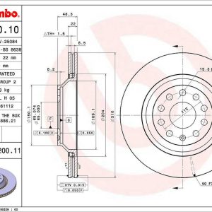 Brembo Brake Rotor, Vented, One Piece Design, Wheel Bolt Pattern 5 X 112 Millimeter – 09A20011C02