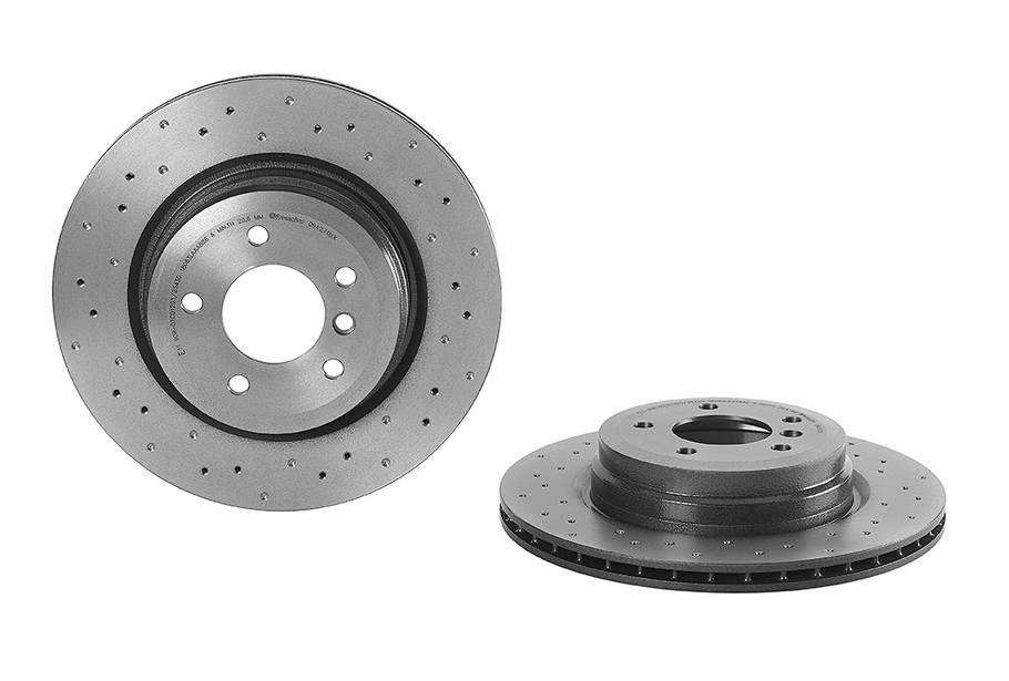 Brembo Brake Rotor, Xtra, Vented Cross Drilled, One Piece Design, Wheel Bolt Pattern 5 X 120 Millimeter – 09A2701XC02