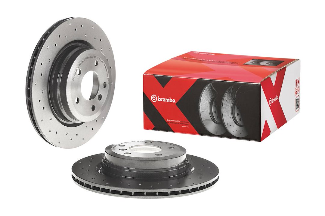 Brembo Brake Rotor, Xtra, Vented Cross Drilled, One Piece Design, Wheel Bolt Pattern 5 X 120 Millimeter – 09A2701XC02