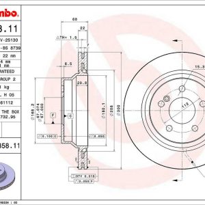 Brembo Brake Rotor, Vented, One Piece Design, Wheel Bolt Pattern 5 X 112 Millimeter – 09A35811C02