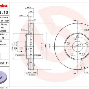 Brembo Brake Rotor, Vented, One Piece Design, Wheel Bolt Pattern 5 X 114.3 Millimeter – 09A38611C02