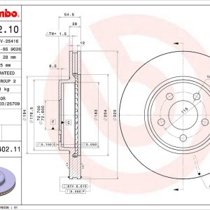 Brembo Brake Rotor, Vented, One Piece Design, Wheel Bolt Pattern 5 X 115 Millimeter – 09A40211C02