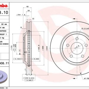 Brembo Brake Rotor, Vented, One Piece Design, Wheel Bolt Pattern 5 X 114.3 Millimeter – 09A40811C02