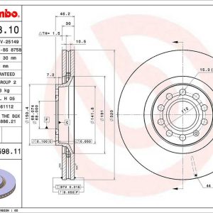 Brembo Brake Rotor, Vented, One Piece Design, Wheel Bolt Pattern 5 X 112 Millimeter – 09A59811C02