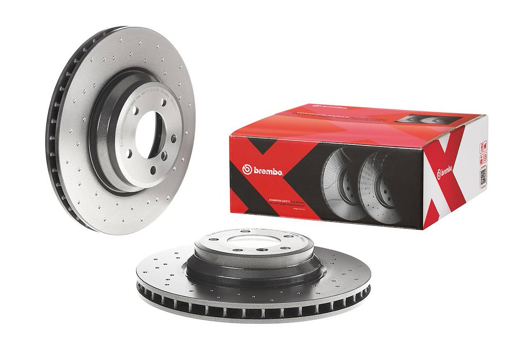 Brembo Brake Rotor, Xtra, Vented Cross Drilled, One Piece Design, Wheel Bolt Pattern 5 X 120 Millimeter – 09A5991XC02