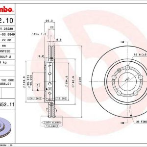 Brembo Brake Rotor, Vented, One Piece Design, Wheel Bolt Pattern 5 X 100 Millimeter – 09A65211C02