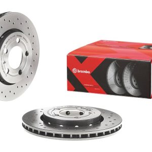 Brembo Brake Rotor, Xtra, Vented Cross Drilled, One Piece Design, Wheel Bolt Pattern 5 X 100 Millimeter – 09A6521XC02