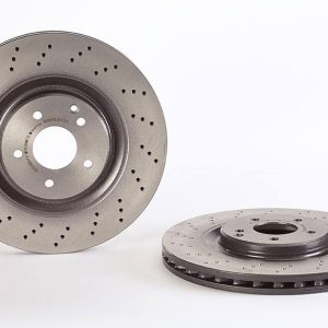 Brembo Brake Rotor, Vented Cross Drilled, One Piece Design, Wheel Bolt Pattern 5 X 112 Millimeter – 09A73111C02