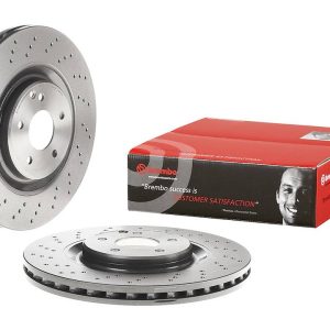 Brembo Brake Rotor, Vented Cross Drilled, One Piece Design, Wheel Bolt Pattern 5 X 112 Millimeter – 09A73111C02