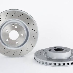 Brembo Brake Rotor, Vented Cross Drilled, One Piece Design, Wheel Bolt Pattern 5 X 112 Millimeter – 09A73211C02