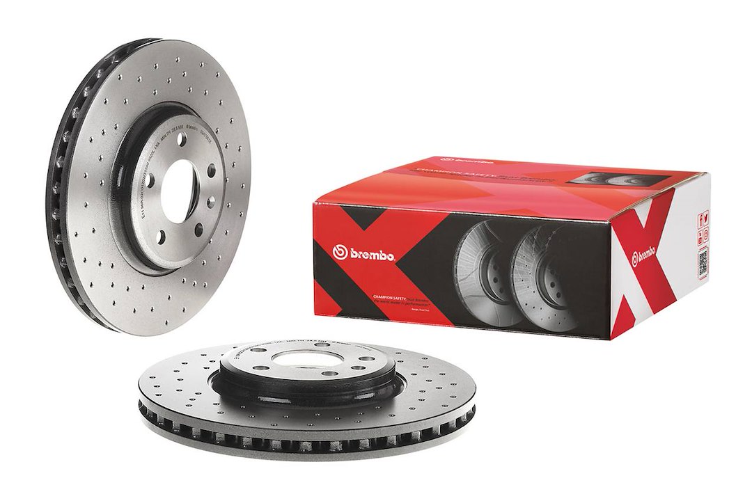 Brembo Brake Rotor, Xtra, Vented Cross Drilled, One Piece Design, Wheel Bolt Pattern 5 X 112 Millimeter – 09A7581XC02