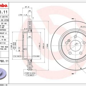 Brembo Brake Rotor, Vented, One Piece Design, Wheel Bolt Pattern 5 X 112 Millimeter – 09A76011C02