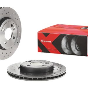 Brembo Brake Rotor, Xtra, Vented Cross Drilled, One Piece Design, Wheel Bolt Pattern 4 X 100 Millimeter – 09A7611XC02